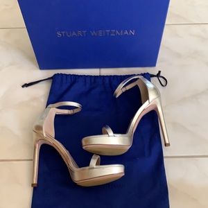 Stuart Weitzman nudist disco in light silver